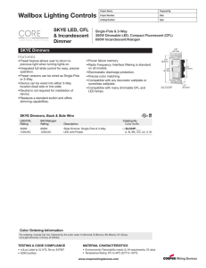 Wallbox Lighting Controls SKYE LED, CFL &amp; Incandescent Dimmer