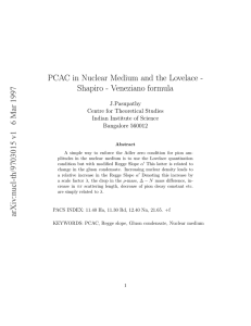 PCAC in Nuclear Medium and the Lovelace - J.Pasupathy