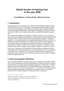 Global burden of hearing loss in the year 2000 1. Introduction Colin Mathers