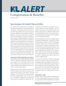 Compensation &amp; Benefits New Guidance for Health FSAs and HRAs