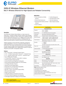 Description The ELPRO 245U-E Wireless Ethernet Modem is a robust, license-free