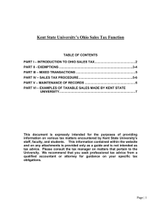 Kent State University’s Ohio Sales Tax Function
