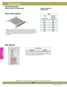 Accessories Bolt-On Accessories Filters &amp; Filter Adhesive Illustration Sheet and Catalog Number