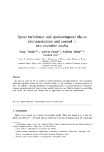 Spiral turbulence and spatiotemporal chaos: characterization and control in two excitable media