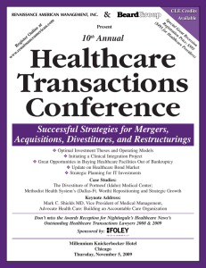 Healthcare Transactions Conference Successful Strategies for Mergers,