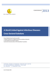 2013 A World United Against Infectious Diseases: Cross-Sectoral Solutions CONFERENCE
