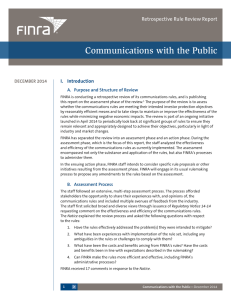 Communications with the Public Retrospective Rule Review Report I.  Introduction DECEMBER 2014