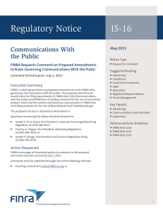 Regulatory Notice 15-16 Communications With the Public