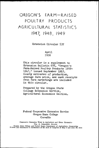 POULTRY PRODUCTS OREGON'S FARM-RAISED AGRICULTURAL STATISTiCS