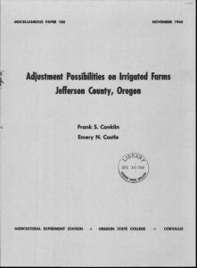 Adjustment Possibilities on Irrigated Farms Jefferson County, Oregon Frank S. Conklin