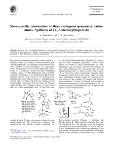Stereospecific construction of three contiguous quaternary carbon atoms. Synthesis of (±)-3-methoxythaps-8-ene
