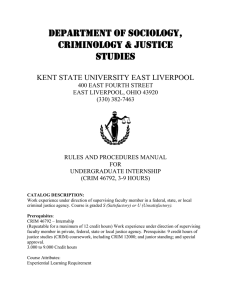 DEPARTMENT OF SOCIOLOGY, CRIMINOLOGY &amp; JUSTICE STUDIES