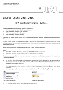 Course Units 2015-2016 R+W Examination Template – Guidance