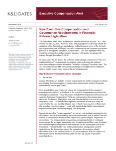 Executive Compensation Alert New Executive Compensation and Governance Requirements in Financial Reform Legislation