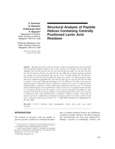 Structural Analysis of Peptide Helices Containing Centrally Positioned Lactic Acid Residues