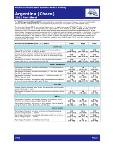 Argentina (Chaco)  2012 Fact Sheet Global School-based Student Health Survey