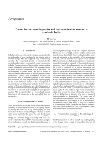 Perspectives Peanut lectin crystallography and macromolecular structural studies in India M V