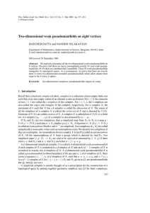 Two-dimensional weak pseudomanifolds on eight vertices BASUDEB DATTA and NANDINI NILAKANTAN