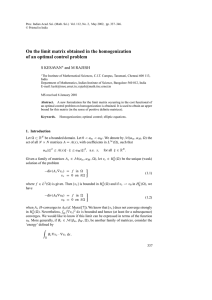 On the limit matrix obtained in the homogenization S KESAVAN