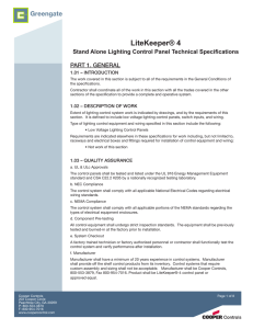 LiteKeeper® 4 PART 1. GENERAL  Stand Alone Lighting Control Panel Technical Specifications