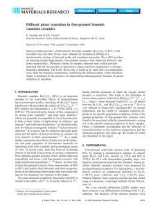 Diffused phase transition in fine-grained bismuth vanadate ceramics