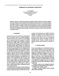 ELEMENTS  OF  SCIENTIFIC CREATMTY S.  KOCABAS Abstract: This paper examines