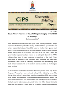 South Africa’s Reaction to the APRM Report: Integrity of the... in Jeopardy?