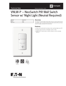 VNLW-P – NeoSwitch PIR Wall Switch Technical Data Overview