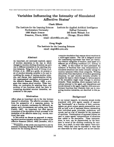 Variables  Influencing the  Intensity of  Simulated Affective  States*