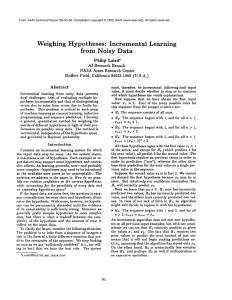 Weighing  Hypotheses: Incremental Learning from  Noisy  Data