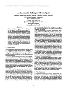 An Experiment in  the  Design  of ... Henry A. Kautz, Bart Selman, Michael Coen, and Stephen Ketchpel