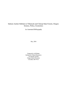 Salmon Anchor Habitats in Tillamook and Clatsop State Forests, Oregon: