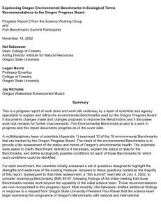 Expressing Oregon Environmental Benchmarks In Ecological Terms