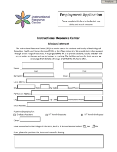 Employment Application Instructional Resource Center Mission Statement