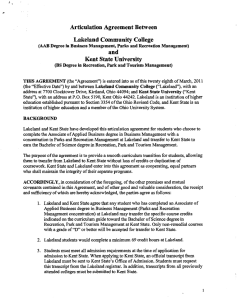 Articulation Agreement Between Lakeland Community College and Kent State University