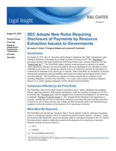 SEC Adopts New Rules Requiring Disclosure of Payments by Resource