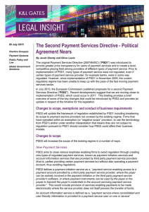 The Second Payment Services Directive - Political Agreement Nears