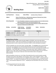 Briefing Sheet 2010-086 Table of Permitted Uses - Administrative Approval