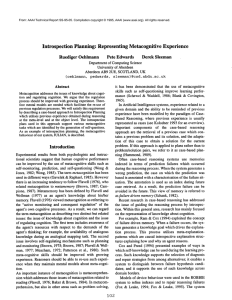 Introspection  Planning: Representing Metacognitive Experience