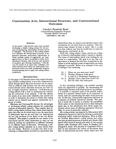 Conversation  Acts,  Interactional Structure, and  Conversational Outcomes