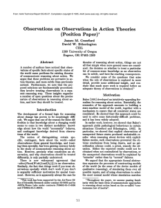 Observations on  Observations in  Action  Theories (Position