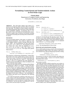 Formalizing Counterfactual and Nondeterministic Actions in First-Order Logic Charles Elkan