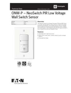 ONW-P – NeoSwitch PIR Low Voltage Wall Switch Sensor Technical Data Overview