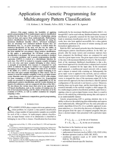 Application of Genetic Programming for Multicategory Pattern Classification , Fellow, IEEE