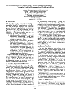 Toward  a  Model  of  Organizational Problem-Solving Prabhakar Krishnamurthy