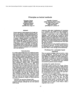 Principles as  lexical methods Jacques  Jayez