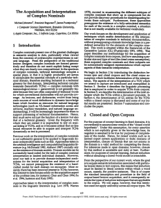 The Acquisition  and Interpretation of  Complex  Nominals