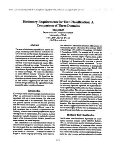 Dictionary  Requirements for  Text Classification:  A