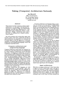Taking (Computer) Architecture Seriously