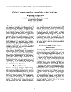 Minimal  length encoding methods in  molecular
